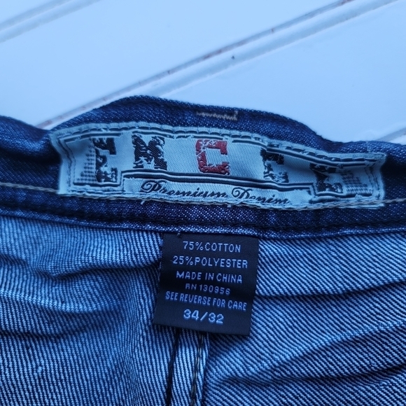 EMCEE Premium Denim Mens Blue Distressed Jeans Size 34 x 32 - Picture 8 of 9